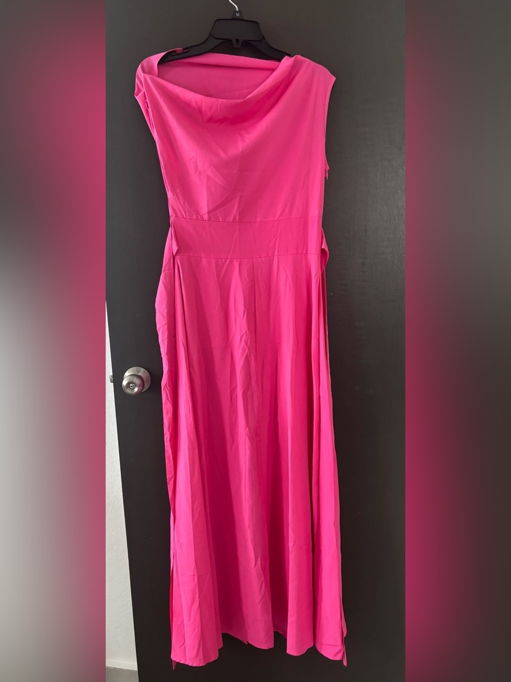 Elegant Fuchsia Pink Cowl Neck Maxi Dress - Size Small - Never Worn